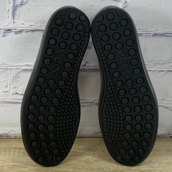 ECCO Soft Metallic Gold Leather Casual Sneakers EU 38 US 7-7.5 Lace-Up Bronze - Picture 7 of 13